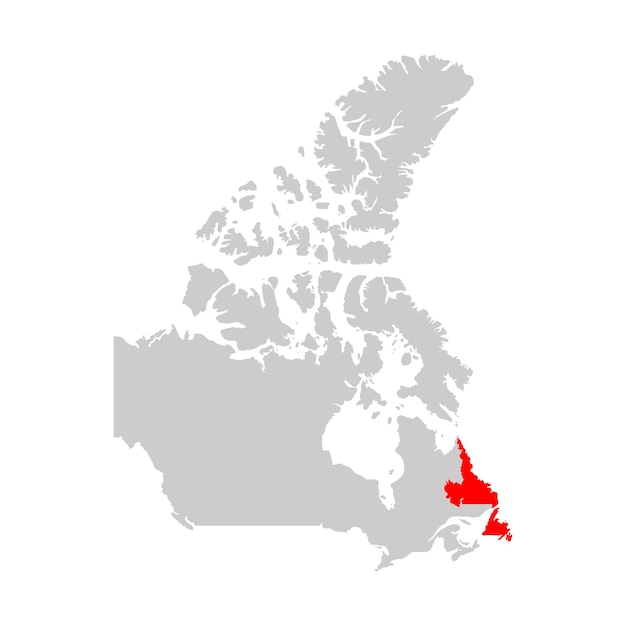 Newfoundland highlighted on the map of Canada