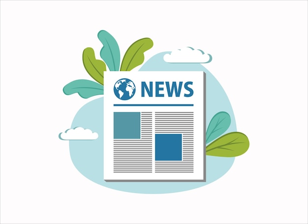 News flat vector illustration Rolled daily newspaper in internet Online news journal roll Pages with various headlines