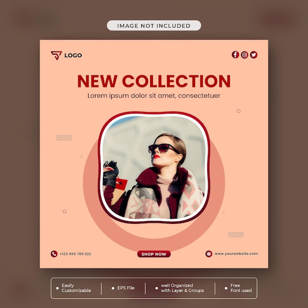 Newseason fashion sale instagram banner or social media post template