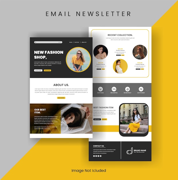 Vector newsletter email template design for fashion