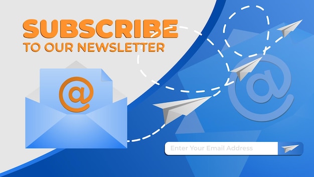 Newsletter web banner template. Paper planes like metaphor of mail.