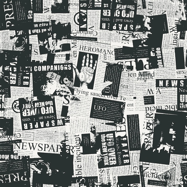 newspaper clippings seamless pattern