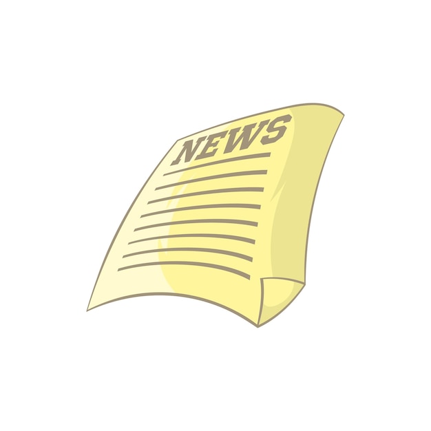 Newspaper icon in cartoon style on a white background