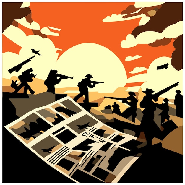 Vector newspaper world war vector illustration flat 2