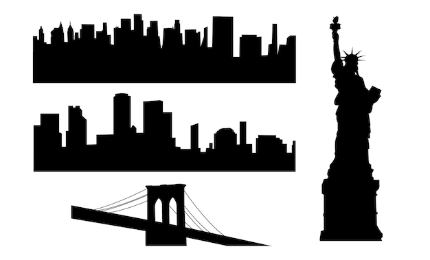 newyork silhouette isolated mosques cities