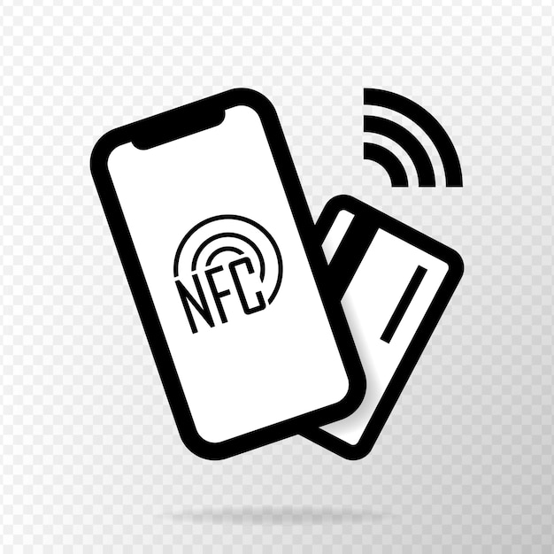 Vector nfc mobile phone nfc payment with smartphone mobile phone or card illustration