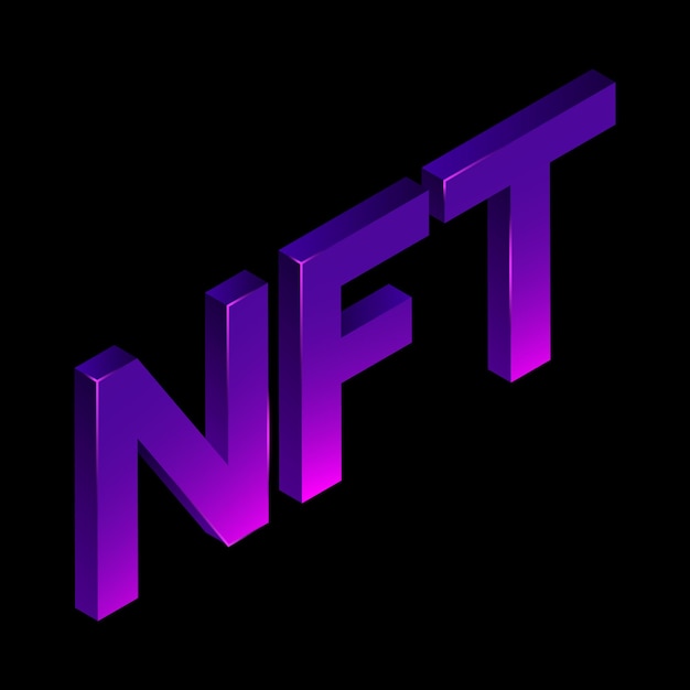 NFT 3D Logo Isolated Graphic Element on Black Background