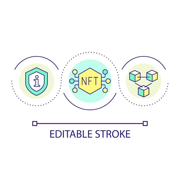 Vector nft in blockchain network loop concept icon