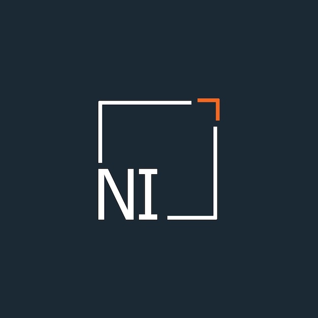 NI initial monogram logo with square style design