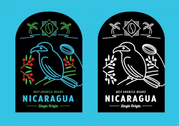 Nicaragua coffee beans label design