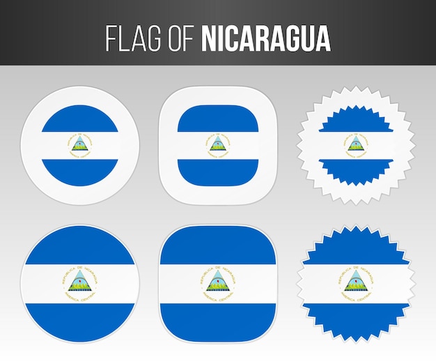 Nicaragua flag labels badges and stickers Illustration flags of Nicaragua isolated