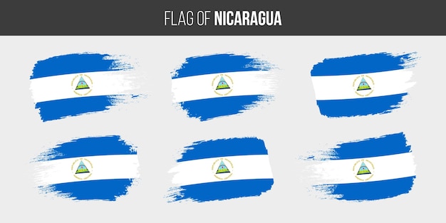 Nicaragua flags Brush stroke grunge vector illustration flag of nicaragua isolated on white