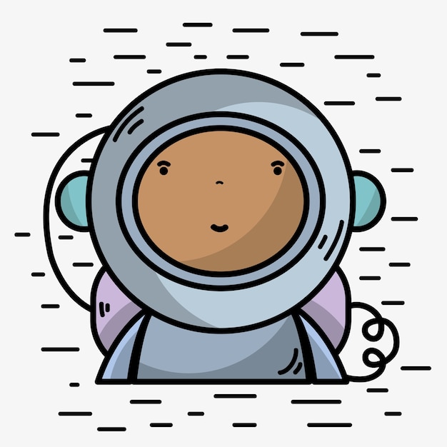 Nice astronaut with equipment to kawaii avatar 