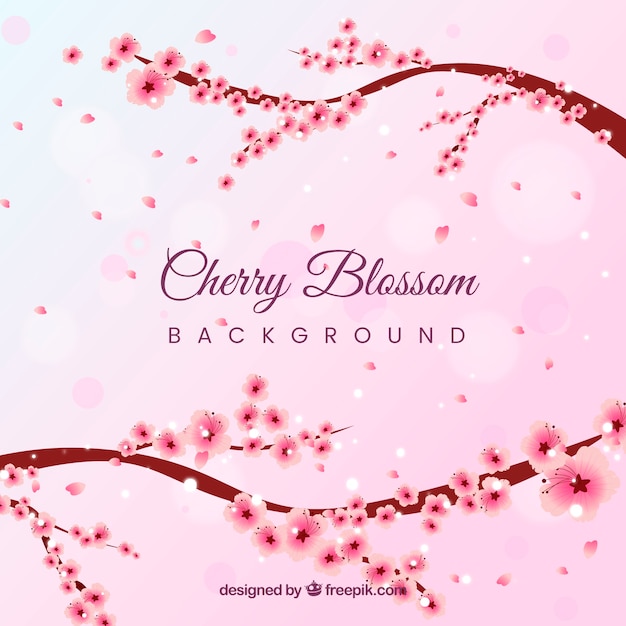 Nice cherry blossom background in flat design