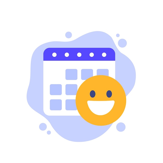 Nice day icon with a calendar and emoji vector