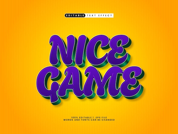 Vector nice game editable text effect in game and kids text style