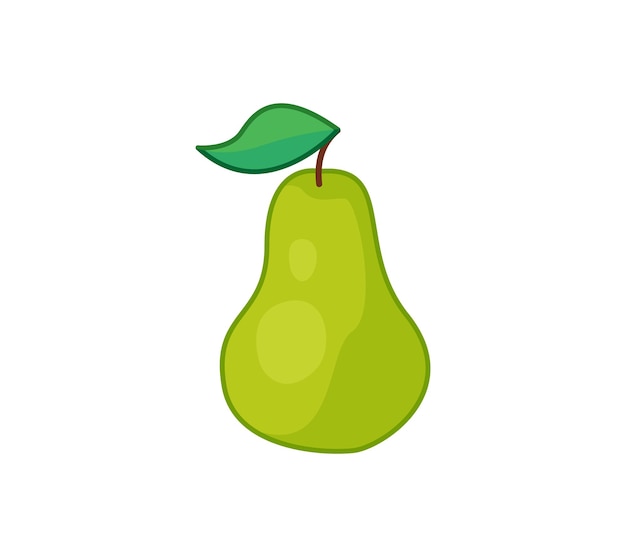 Nice green pear Vector illustration of a fruit in a cartoon childish style Isolated funny clipart