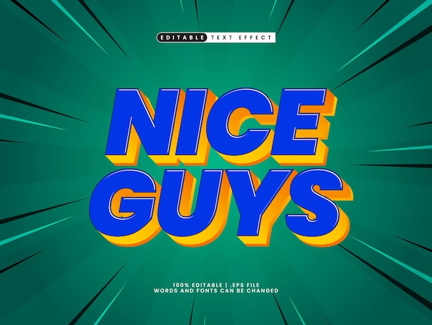 Vector nice guys editable text effect in kids and simple text style