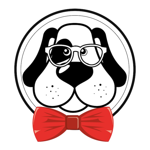 Vector nice hipster dog glasses bow 