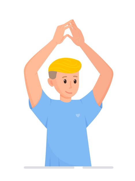 A nice man stands in a domestic pose Vector illustration of meditation Relaxation after a hard day