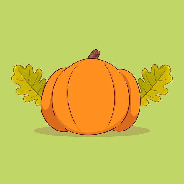 A nice round orange pumpkin on a green background