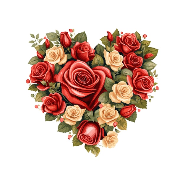 Nicely arranged roses in the shape of heart