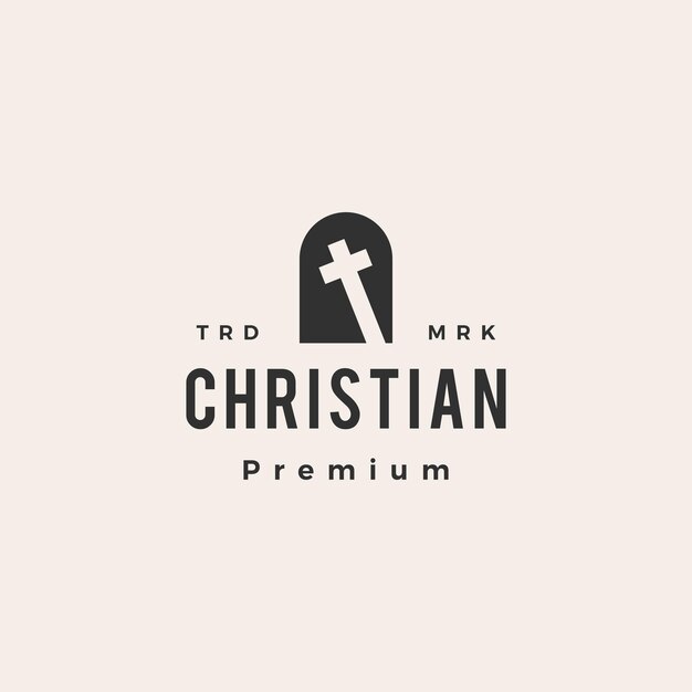 Vector niche door christian cross hipster vintage logo   icon illustration