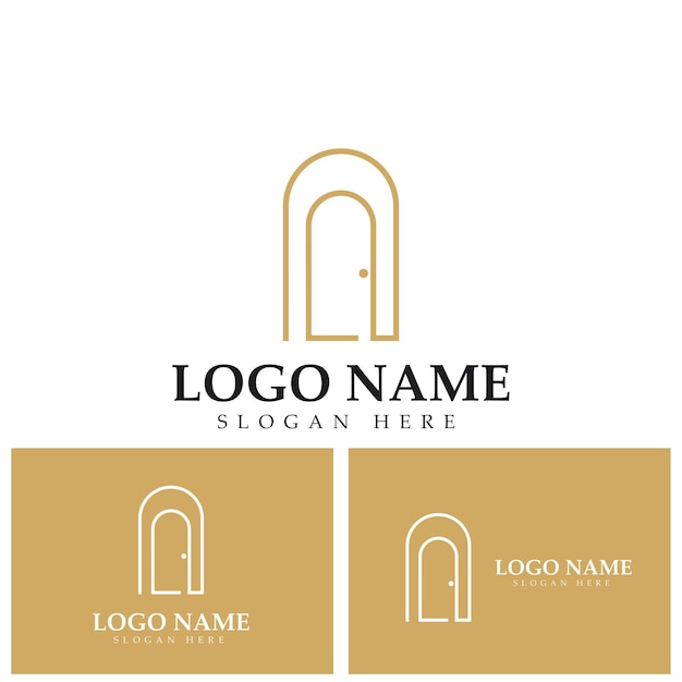 Niche door window shape logo vector icon illustration