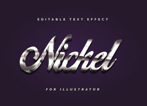 Nickel Metallic Editable Text Effect for Illustrator