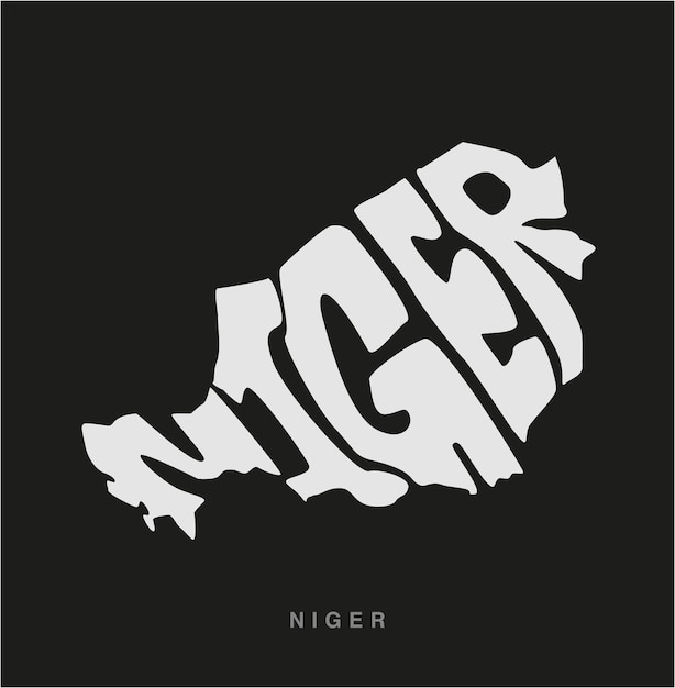 Niger Map lettering with Flag Niger Typography map