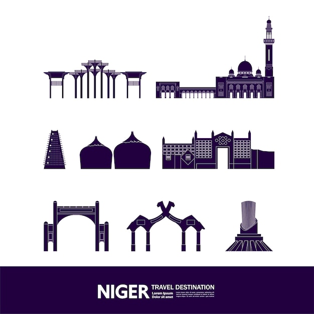 Niger travel destination vector illustration.