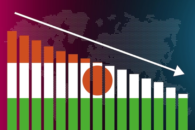 Nigeria bar chart graph decreasing values crisis and downgrade news banner fail and decrease