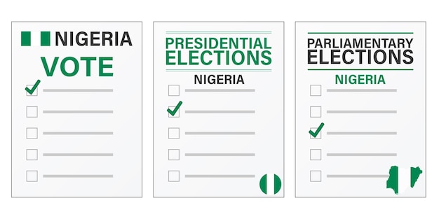 Nigeria elections Voting ballot mockup for presidential and parliamentary elections