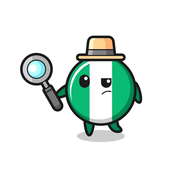 Nigeria flag badge detective character is analyzing a case