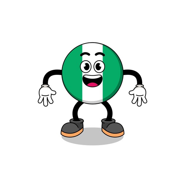 Nigeria flag cartoon with surprised gesture character design