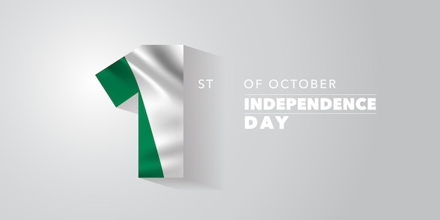 Nigeria independence day greeting card, banner, vector illustration. Nigerian national day 1st of October background with elements of flag