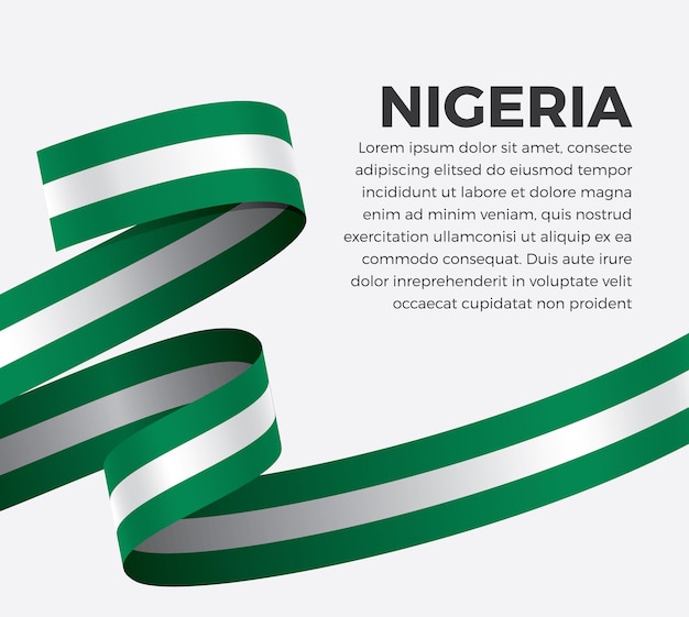 Nigeria ribbon flag, vector illustration on a white background