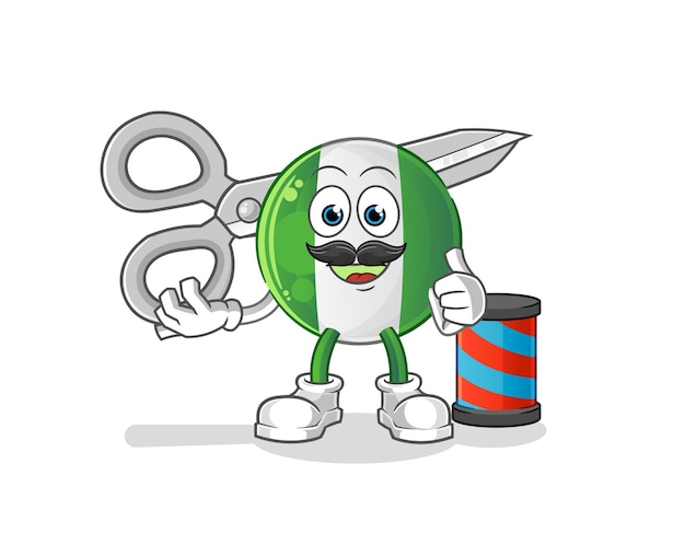 Nigerian flag barber cartoon cartoon mascot vector