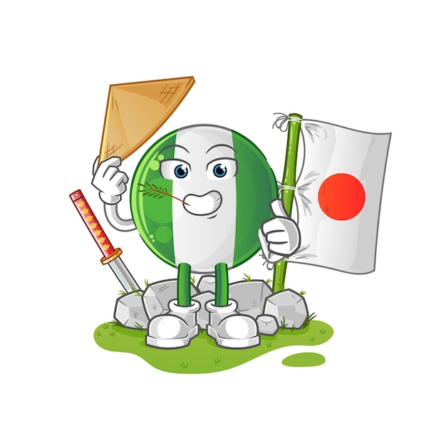 Nigerian flag japanese vector. cartoon character