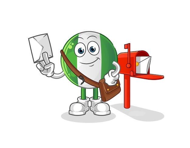 Nigerian flag postman vector cartoon character