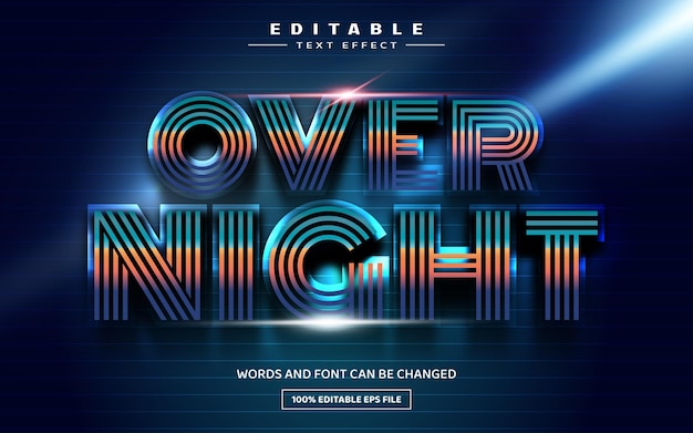 Over night 3D editable text effect template