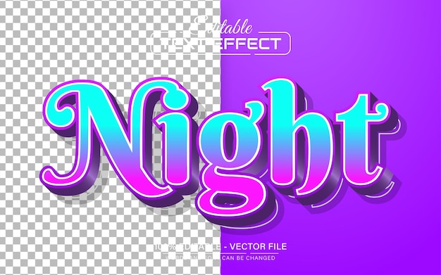 Night 3d style text effect