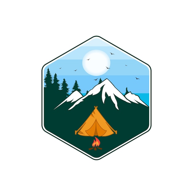 Night camp vector logo, outdoor premium logo vector