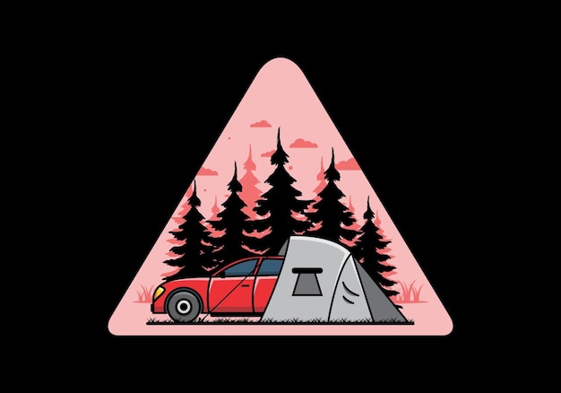 Night camping with car illustration