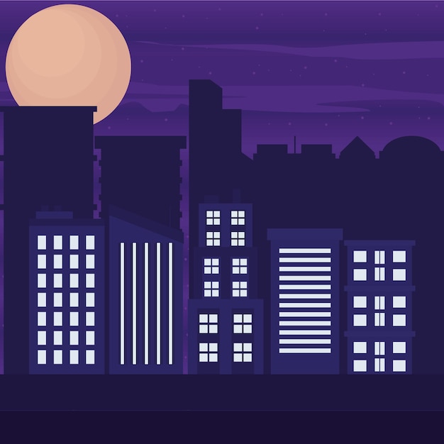 Night city landscape illustration