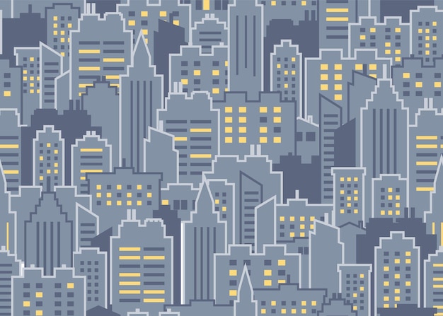 Night City scape seamless pattern