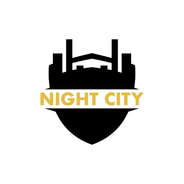 Night City Shield Silhouette Logo Design