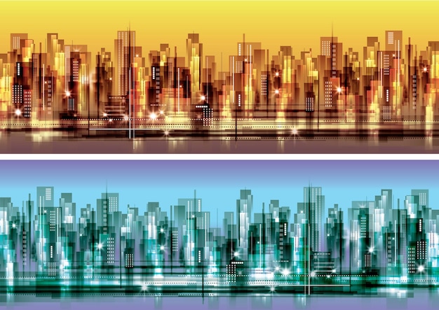 Night city skyline vector illustration