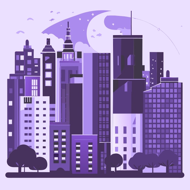 Vector night city vector illustration flat 2