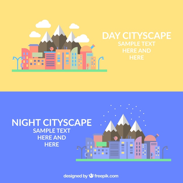 Night cityscape in flat design